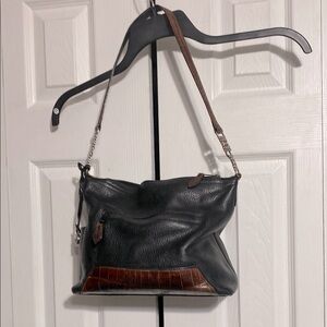 Vintage Brighton black & brown pebbled Leather Shoulder bag handbag